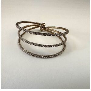 Rhinestone triple strand adjustable bracelet